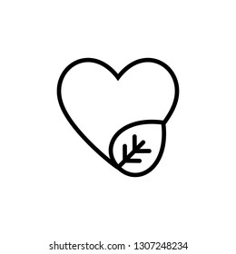 Simple Line Leaf Nature Heart . Can use for icon or logo