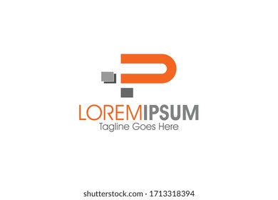 simple line letter p vector logo