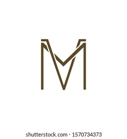 Simple Line  Letter V, M, VM, MV logo icon. Creative vector logo icon design  concept  for business or company identity.