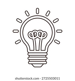 Línea simple de una bombilla con líneas radiantes idea innovación creatividad inspiración