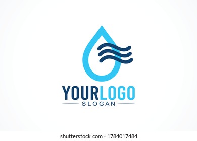 simple line liquid water splash logo