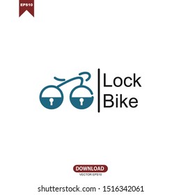 Simple line lock bike concept logo vector template design