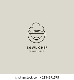 simple line logo bowl and chef concept.