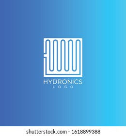 Simple line logo design of hydronics company with blue background - EPS10 - Vector.