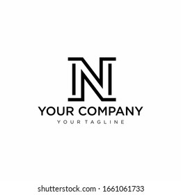 Simple line logo design of letter N with white background - EPS10 - Vector.