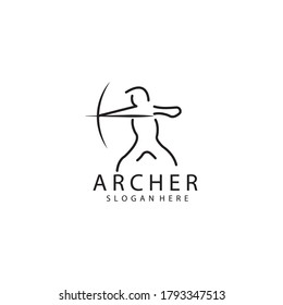 plantilla de diseño de arqueador de ilustración de logotipo de línea simple