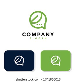 Simple line logo leaves and chat messages