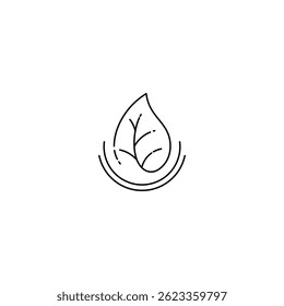 Simple line logo of leaves and water drops