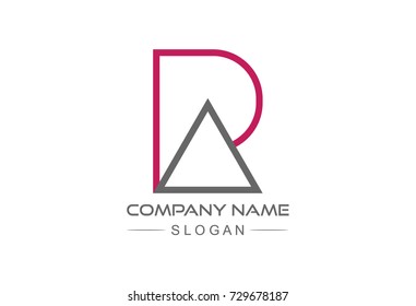 simple line logo letter r triangle icon