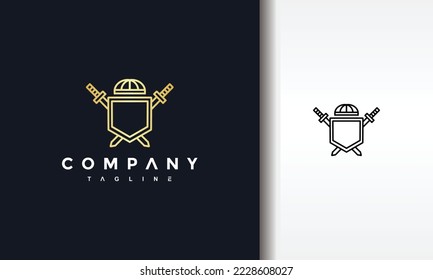 simple line logo sword shield	