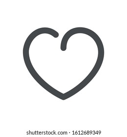 La línea simple ama el icono del corazón redondeado gris. Ilustración vectorial.