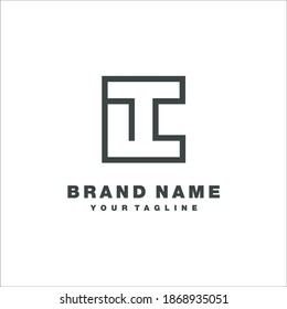 simple line LT square logo design template.