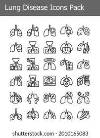 simple line lung disease icons pack vector illustration