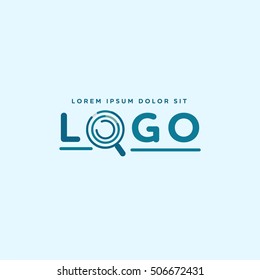 Simple line magnifier logo vector illustration