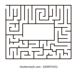 Simple line maze or labyrinth on white background. Vector illustration. Education logic game for kids. Brain trainer. Find the way and right solution for exit.