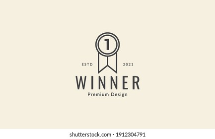 simple line medal winner logo vector icon symbol graphic design illustration