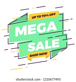 simple line mega sale flat banner