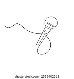 simple line microphone.minimals line concept.drawing of single continuous line mic cable.vector illustration