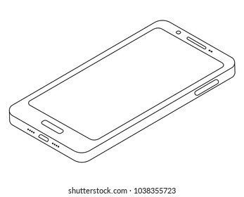 Simple Line mobile Cell Phone isometric smartphone Vector Icon