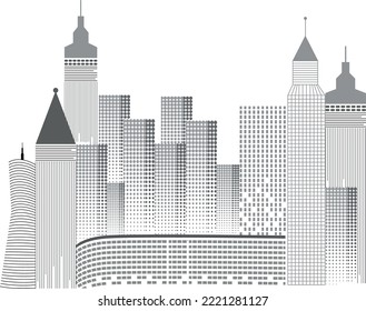 Simple line modern architecture vector illustration(6)