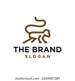 Simple line monkey ape logo icon design vector in trendy minimal outline style, abstract outline symbol
