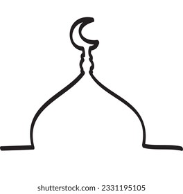 Einfaches Logo der Moschee-Kuppel. Eine durchgehende Linie der Kuppel des Moschee Symbol des Propheten Hijra. Vektorgrafik der Moschee Kuppel Symbol des hijri neuen Jahr.