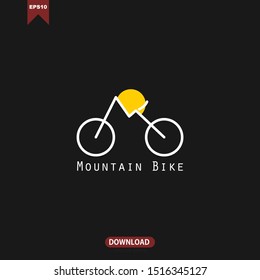 Simple line mountain bike concept logo vector template design