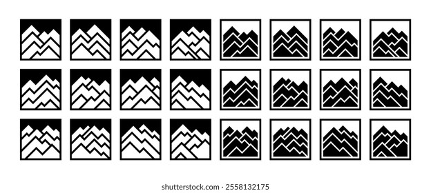 Simple line mountain peak square logo bundle