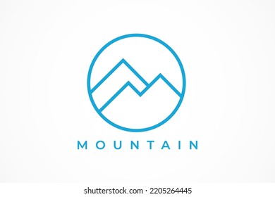 simple line mountain vector logo