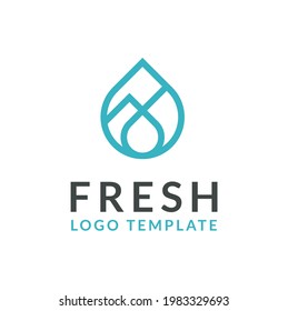 Simple Line of Nature Dew Droplet Aqua Drop for Natural Drink Water or Environment Ecology logo design