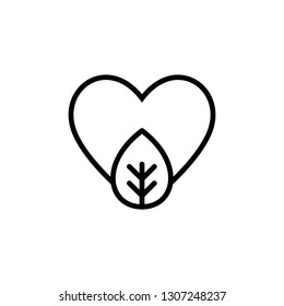 Simple Line Nature Leaf Heart . Can use for icon or logo