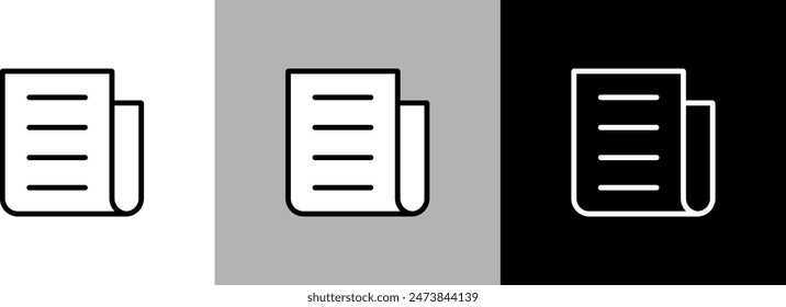 Icono de Vector de periódico de línea simple.