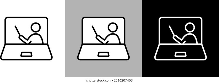 Simple line online classes vector icon.