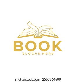 Simple Line Open Book Education logo vector icon