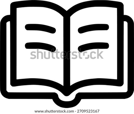 Simple Line Open Book Textbook Outline Icon Symbol Education