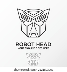 Simple Line out robot helmet like transformer image graphic icon logo design abstract concept vector stock. Can be used as a symbol related to sport or tech.