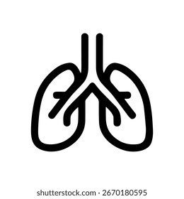 Icono médico de la atención médica de la anatomía del pulmón humano de la línea simple