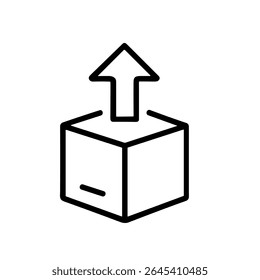 Simple Line Outlined Box With Arrow Up Delivery Icon