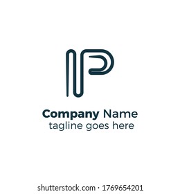 ilustración vectorial de diseño de logotipo de línea p simple