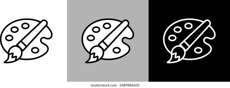 Simple line palette and brush vector icon.