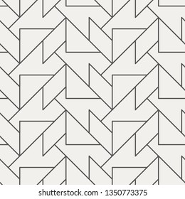 Simple Line Pattern, Gray on Cream, Geometric Shape Tiles, Seamless Repeat Vector Pattern