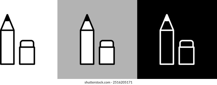 Icono de Vector de borrador y lápiz de línea simple.