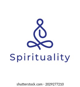 simple line of people meditating logo vector