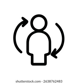 Simple Line Person Exchange Arrows Symbol Modern Business Concept Icon