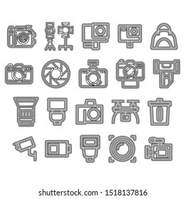 simple line photography icon set design