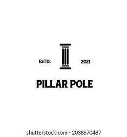 Simple line Pillar pole logo design retro hipster vintage