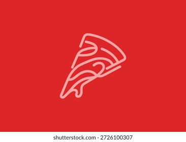 Logotipo de rebanada de pizza de línea simple para comida, entrega o marca de comedor casual.