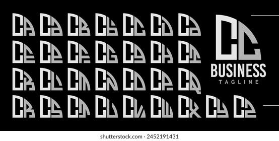 Einfache Linie Quadrant Kreis Buchstaben C CC Logo Design Paket