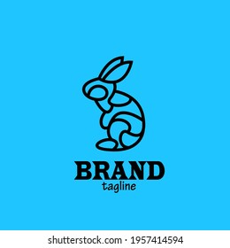 Simple Line Rabbit Logo Design Stock Vector (Royalty Free) 1957414594 ...