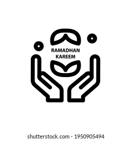 simple line ramadan kareem and eid al fitr icon set. Islam tradition, muslim holiday illustration